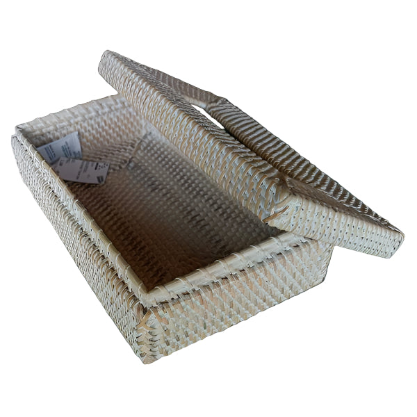 tissue refill box rattan white